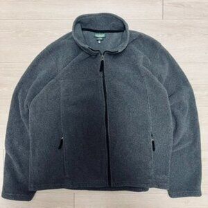 LL Bean Fleece Men’s Gray Sweater Full Zip Outdoor Fluffy Camping Fall Winter